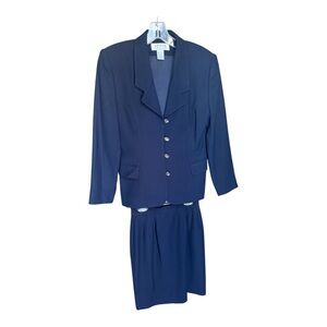 Vintage Petite Sophisticate 90’s Navy Suit Set size 4